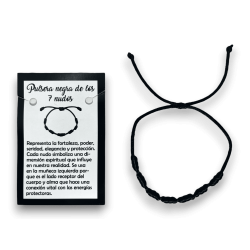 Pulsera 7 Nudos Cuerda Negra - HOSTENATURA Protección contra la energía negativa