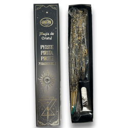 Aum Fragrances Crystal Magic Pyrite Incense - Incienso cunha caixa de cristais de Pirita - 20gr.