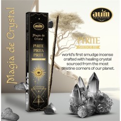 Aum Fragrances Crystal Magic Incenso alla Pirite - Incenso con scatola di cristalli di Pirite - 20gr.