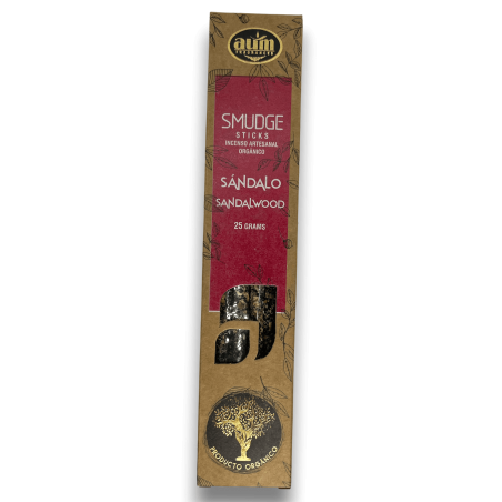 Incienso Orgánico Sándalo AUM Fragrances Smudge Sticks - 25gr.