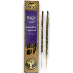 Bastões para manchas de fragrâncias AUM de incenso de lavanda orgânica - 25gr.