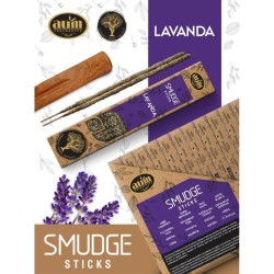 Bastões para manchas de fragrâncias AUM de incenso de lavanda orgânica - 25gr.