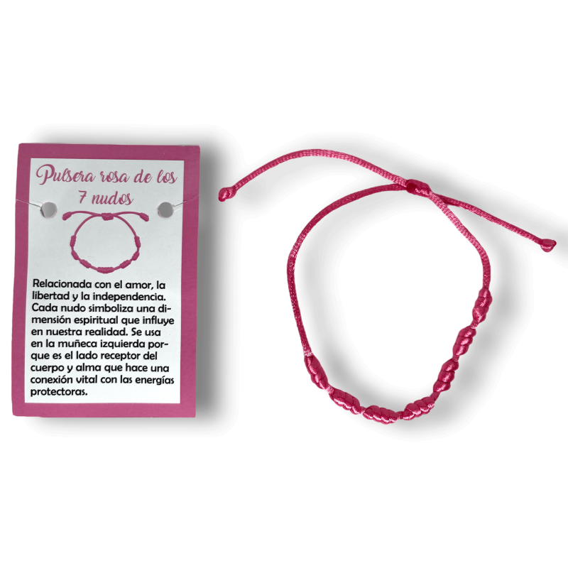 Bracelet Corde Rose 7 Noeuds - HOSTENATURA Amour et contre la solitude-Bracelets 7 Noeuds-HOSTENATURA