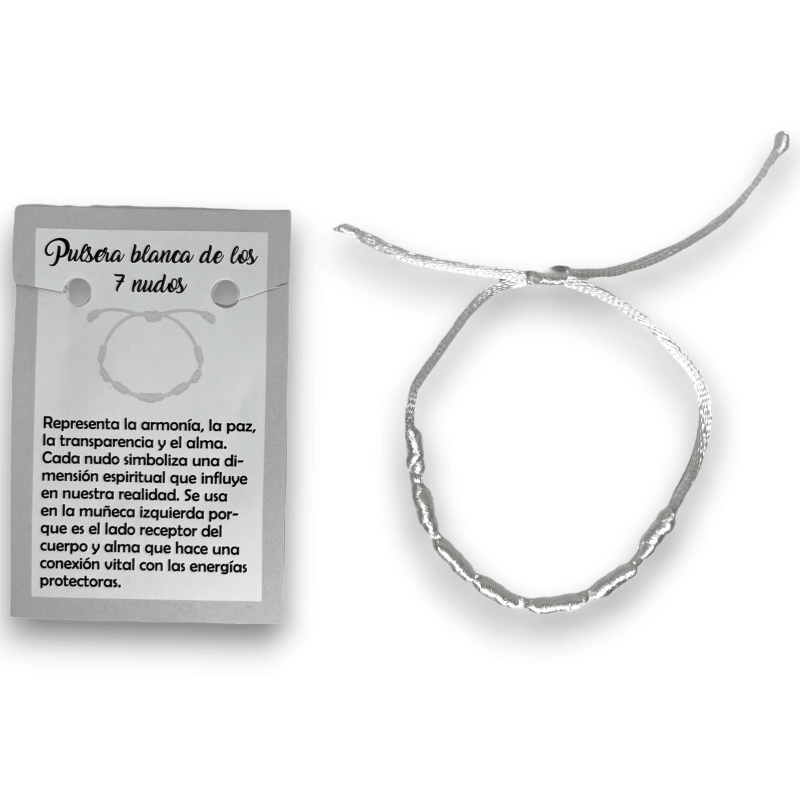 Bracciale in Corda Bianca 7 Nodi - HOSTENATURA Fertilità-Bracciali 7 nodi-HOSTENATURA