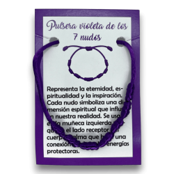 Pulseira de corda violeta de 7 nós - HOSTENATURA Representa a eternidade, a espiritualidade e a inspiración.