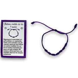 Pulseira de corda violeta de 7 nós - HOSTENATURA Representa a eternidade, a espiritualidade e a inspiración.