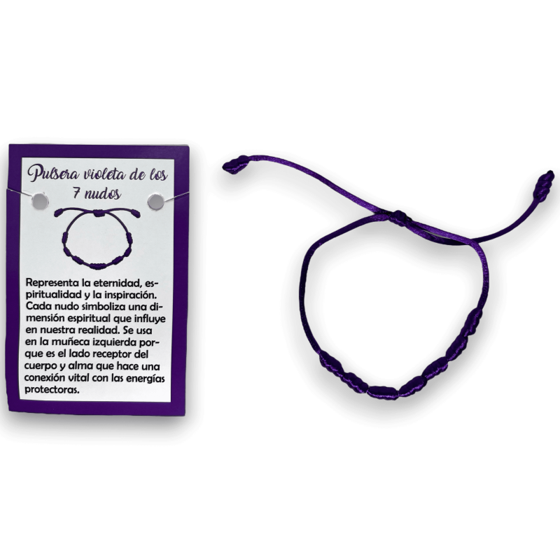 7 knopen violet touw armband - HOSTENATURA vertegenwoordigt eeuwigheid, spiritualiteit en inspiratie.-7 knopen armbanden-HOSTENATURA