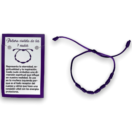 Pulsera 7 Nudos Cuerda Violeta - HOSTENATURA Representa la Eternidad, Espiritualidad y la Inspiración.