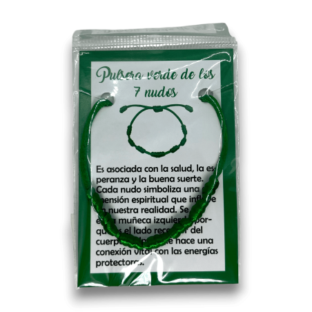 Bracelet Corde Verte 7 Noeuds - HOSTENATURA la santé, l’espoir et la chance.