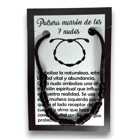 Bracelet corde brune 7 nœuds - HOSTENATURA nature, stabilité vitale et abondance
