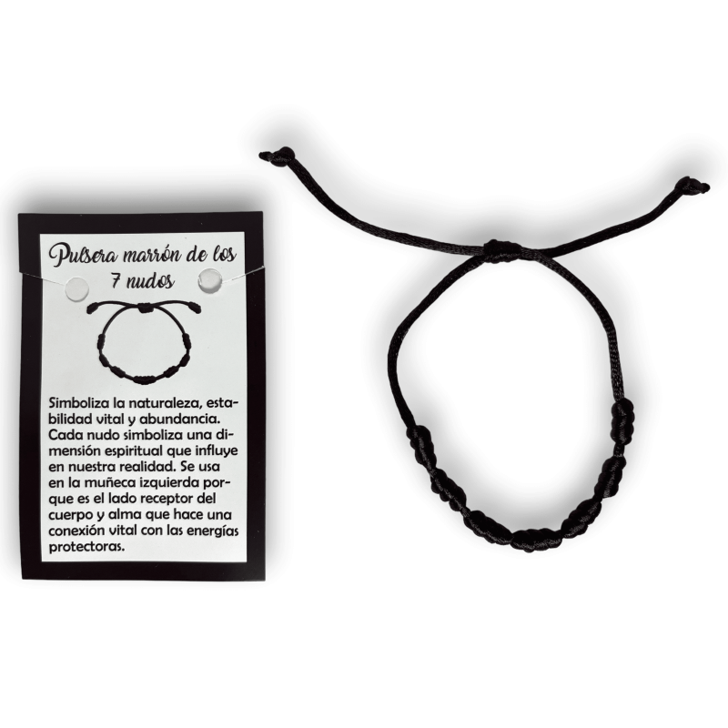 Bracelet corde brune 7 nœuds - HOSTENATURA nature, stabilité vitale et abondance-Bracelets 7 Noeuds-HOSTENATURA