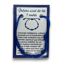 Pulseira de corda azul de 7 nós - HOSTENATURA Intelixencia, nobreza e tranquilidade