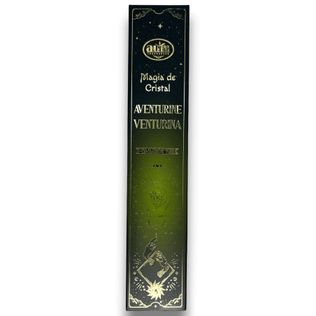 Aum Fragrances Crystal Magic Aventurijn Wierook - Wierook met een doosje Groene Aventurijn kristallen - 20gr.