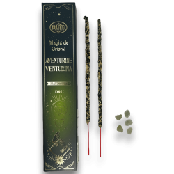 Aum Fragrances Crystal Magic Aventurine Incense - Incenso com caixa de cristais de Aventurina Verde - 20gr.