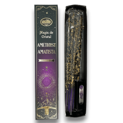 Amethist Wierook Crystal Magic Aum Fragrances - Wierook met een doosje Amethist kristallen - 20gr.