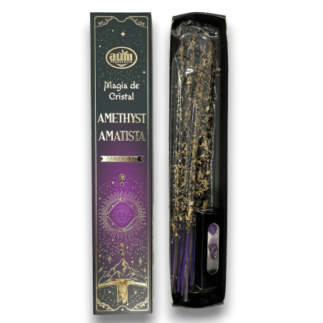 Encens Amatista Màgia de Cristall Aum Fragrances - Encens amb capseta de vidres d'Amatista - 20gr.