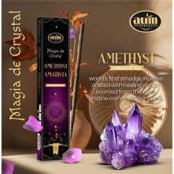 Amethyst Incense Crystal Magic Aum Fragrances - Kadzidło z pudełkiem kryształów ametystu - 20gr.