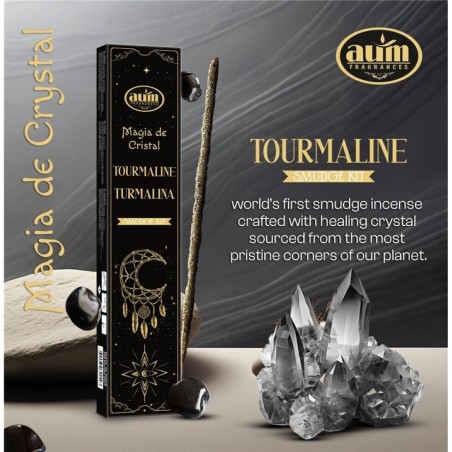 Aum Fragrances Encens Tourmaline Magique - Encens avec Cristal de Tourmaline Boîte - 20gr.