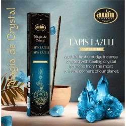 Incenso al lapislazzuli Crystal Magic Aum Fragrances - Incenso con una scatola di cristalli di lapislazzuli - 20gr.