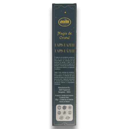 Lapis Lazuli Incense Crystal Magic Aum Fragrances - Tamaie cu o cutie de cristale Lapis Lazuli - 20gr.