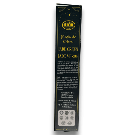 Incienso Jade Verde Magia de Cristal Aum Fragrances - Incienso con cajita de cristales de Jade Verde - 20gr.