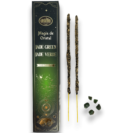 Green Jade Incense Magic of Crystal Aum Fragrances - Incense with Green Jade Crystal Box - 20gr.
