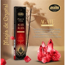 Aum Fragrances Crystal Magic Agate Incense - Incenso com caixa de cristais de Ágata - 20gr.