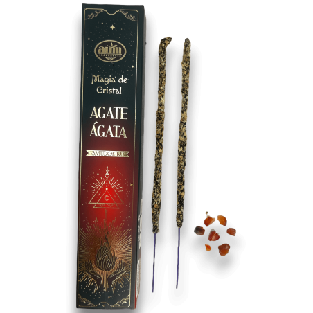 Aum Fragrances Crystal Magic Agate Incense - Incenso com caixa de cristais de Ágata - 20gr.