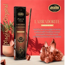 Incienso Labradorita Magia de Cristal Aum Fragrances - Incienso con cajita de cristales de Labradorita - 20gr.