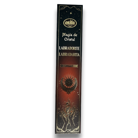 Incienso Labradorita Magia de Cristal Aum Fragrances - Incienso con cajita de cristales de Labradorita - 20gr.