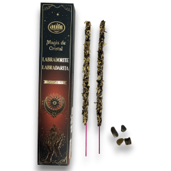 Labradoriet Wierookkristal Magic Aum Fragrances - Wierook met doosje Labradorietkristallen - 20gr.