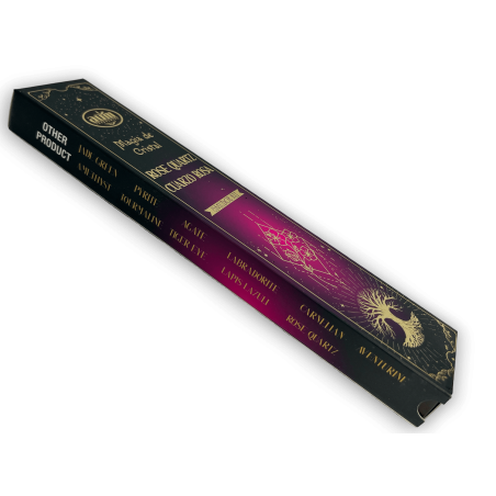 Incienso Cuarzo Rosa Magia de Cristal Aum Fragrances - Incienso con cajita de cristales de Cuarzo Rosa - 20gr.