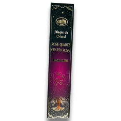 Aum Fragrances Crystal Magic Incenso al Quarzo Rosa - Incenso con scatola di cristalli di Quarzo Rosa - 20gr.