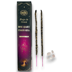 Aum Fragrances Crystal Magic Rose Quartz Incense - Incienso cunha caixa de cristais de Rose Quartz - 20gr.