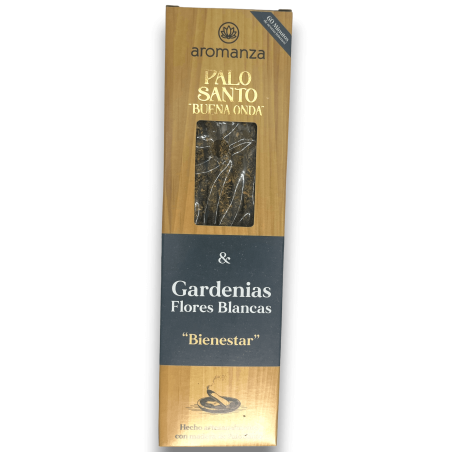 Encens Good Wave Palo Santo aux Gardénias Fleurs Blanches Encens AROMANZA Argentine Bienestar - 8 bâtonnets épais