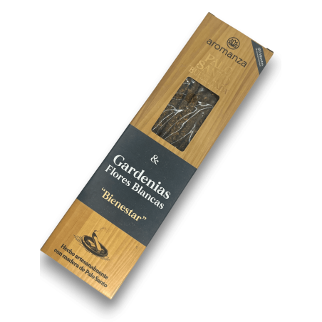 Encens Good Wave Palo Santo aux Gardénias Fleurs Blanches Encens AROMANZA Argentine Bienestar - 8 bâtonnets épais