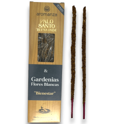 Buena Onda Kadzidło Palo Santo z Gardeniami Kadzidło z białych kwiatów AROMANZA Argentina Wellbeing - 8 grubych patyczków