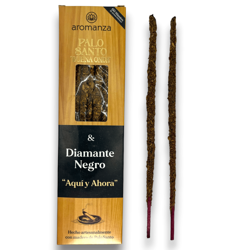 Good Wave Palo Santo Incense with Black Diamond Incense Aromanza Argentina Here and Now - 8 thick sticks-Good Vibes Incense Aromanza Argentina Incense-HOSTENATURA