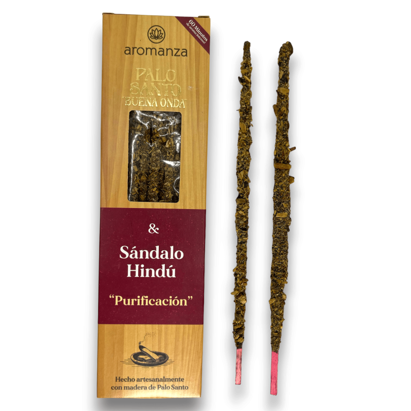 Encens Bona Onda Palo Santo amb Sándalo Hindú Purificació Encens Aromanza - 8 varetes - Il·luminar-te Argentina-Encens Bona Onda Encens Aromanza Argentina-HOSTENATURA