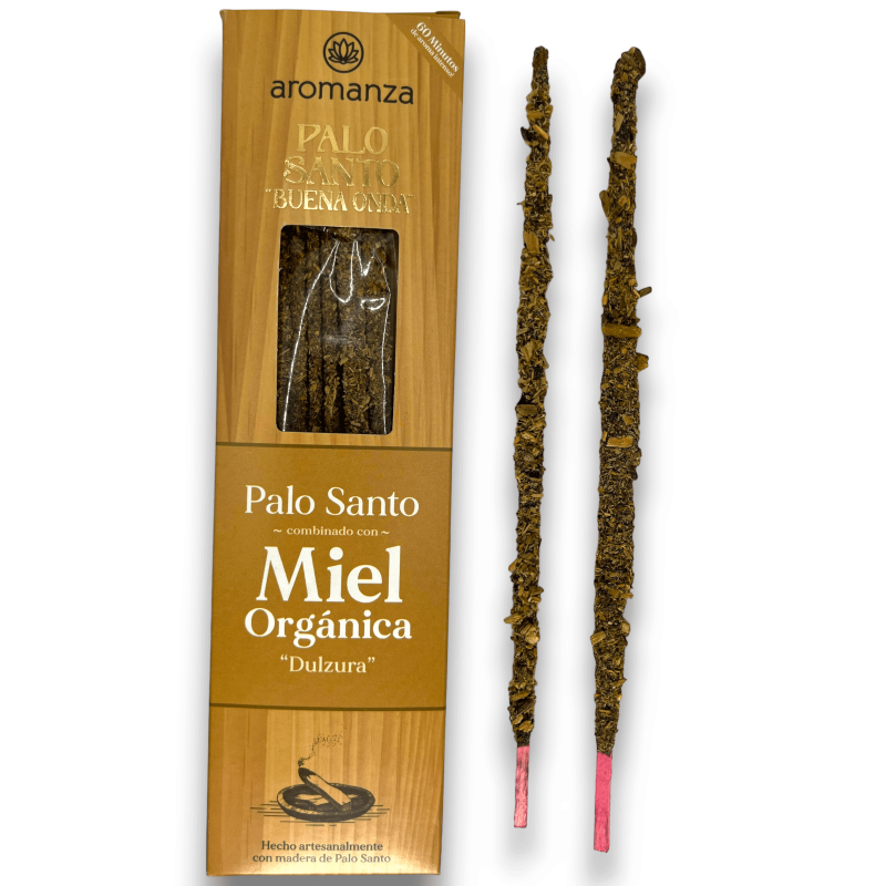 Encens Good Wave Palo Santo avec Miel Bio Douceur Encens Aromanza - 8 bâtonnets - Iluminarte Argentina-Encens Good Wave Encens Aromaanza Argentine-HOSTENATURA