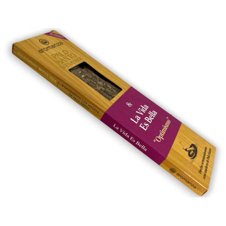 Incienso Buena Onda Palo Santo con La Vida es Bella Optimismo Inciensos Aromanza - 8 varillas - Iluminarte Argentina