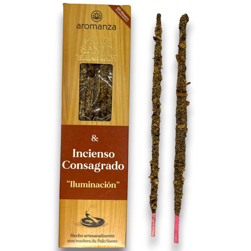 Encens Bona Onda Palo Santo amb Encens Consagrat Il·luminació Encens Aromanza - 8 varetes - Il·luminar-te Argentina-Encens Bona Onda Encens Aromanza Argentina-HOSTENATURA