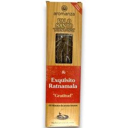 Encens Good Wave Palo Santo avec Encens Gratitude, Aromanza Exquis Ratnamala - 8 bâtonnets - Iluminarte Argentina