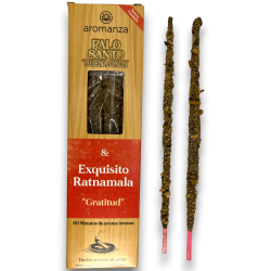 Encens Good Wave Palo Santo avec Encens Gratitude, Aromanza Exquis Ratnamala - 8 bâtonnets - Iluminarte Argentina