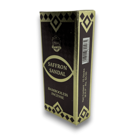 Incienso Dhoop Azafrán Sándalo ANAND Bambooless Incense Saffron Sandal - 1 cajetilla de 15 barritas
