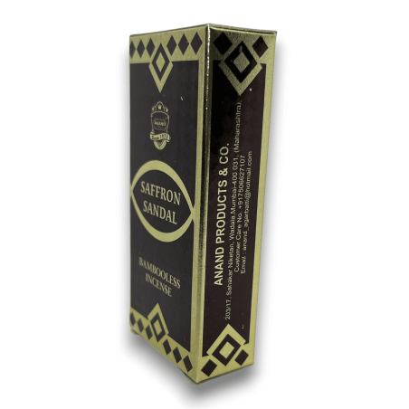 Incienso Dhoop Azafrán Sándalo ANAND Bambooless Incense Saffron Sandal - 1 cajetilla de 15 barritas