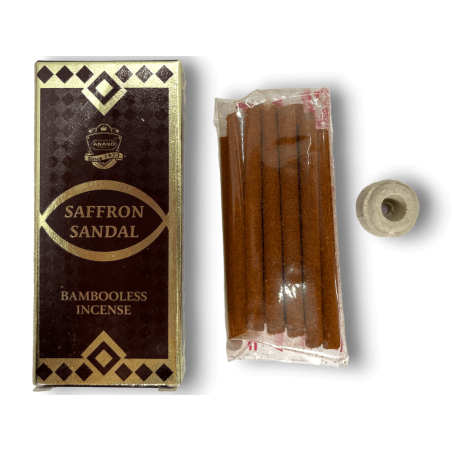 Incienso Dhoop Azafrán Sándalo ANAND Bambooless Incense Saffron Sandal - 1 cajetilla de 15 barritas