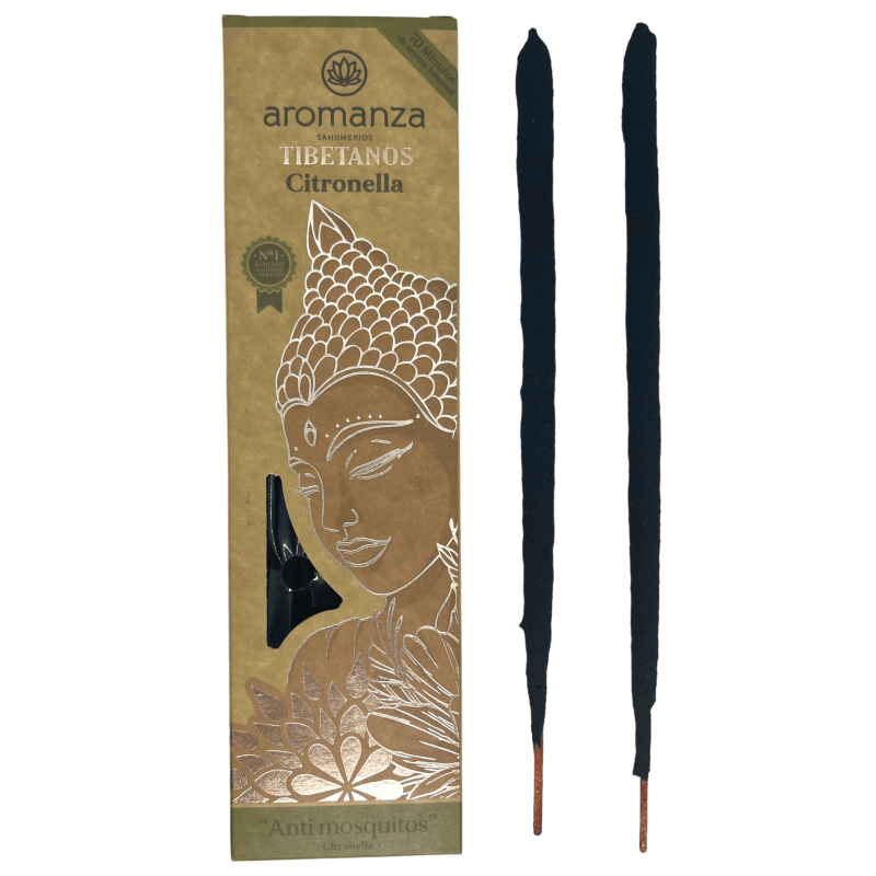 Incenso Tibetano Anti Mosquitos Incensos de Citronela Aromanza Argentina - Incenso artesanal 8 varas extra grossas-Incenso tibetano de Aromanza Incense Argentina-HOSTENATURA