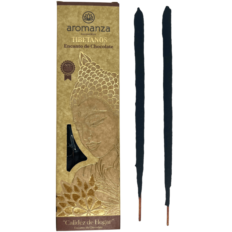 Incenso tibetano chocolate charme casa calor incenso aromanza argentina-queimador de incenso artesanal 8 varas grossas-Incenso tibetano de Aromanza Incense Argentina-HOSTENATURA