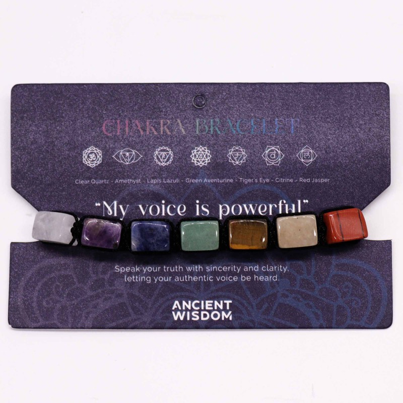 Pulsera de Chakras Piedras Púlidas - Pulsera de Cuerdas-シダーチャクラブレスレット-HOSTENATURA